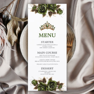 Emerald Green Golden Tiara Roses Quinceañera  Menu