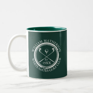 Emerald Green Golf Club Name Personalized Two-Tone Coffee Mug