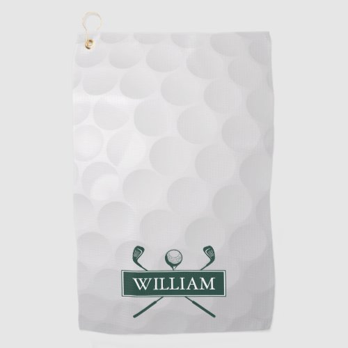 Emerald Green Golf Clubs Ball Custom Name Golf Towel
