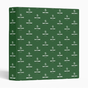 Emerald Green Golfer 1-initial Monogram allover 3 Ring Binder