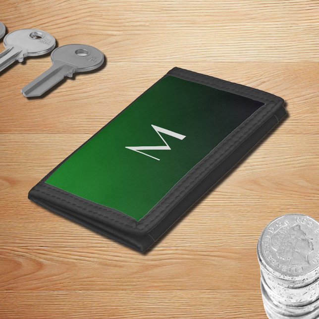  Emerald Green Gradient - add monogram Tri-fold Wallet (Creator Uploaded)