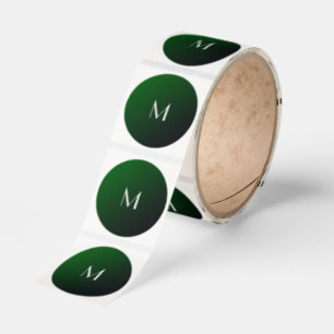 Emerald Green Gradient - bold monogram Classic Round Sticker