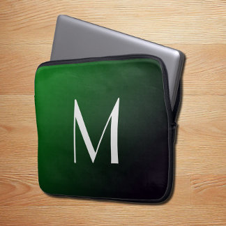 Emerald Green Gradient - bold monogram Laptop Sleeve