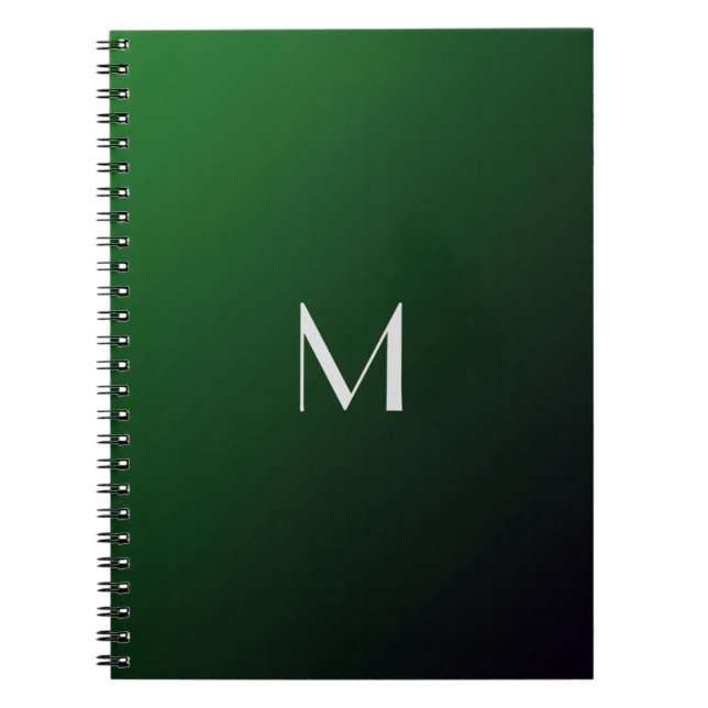  Emerald Green Gradient -  bold monogram Notebook (Front)