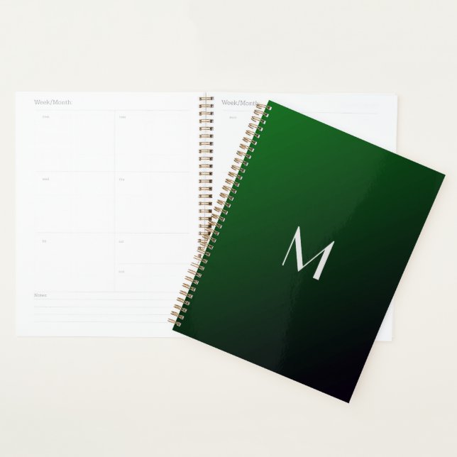  Emerald Green Gradient -  bold monogram Planner (Display)
