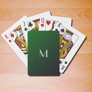 Emerald Green Gradient - bold monogram Poker Cards