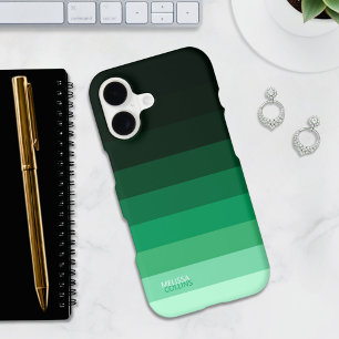 Emerald Green Gradient Color Stripes iPhone 17 Case