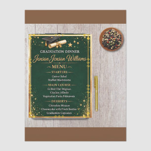 Emerald Green Graduation Celebration Menu Card