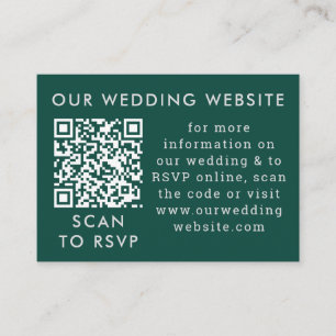 Emerald Green & Gray Wedding Web QR Code Enclosure Card