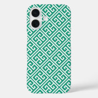 Emerald Green Greek Key Pattern