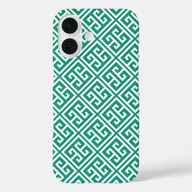 Emerald Green Greek Key Pattern Case-Mate iPhone Case (Back)
