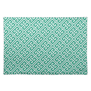 Emerald Green Greek Key Pattern Cloth Placemat