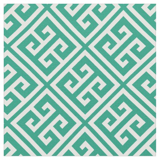 Emerald Green Greek Key Pattern Fabric