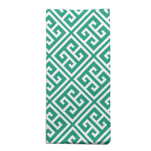 Emerald Green Greek Key Pattern Napkin (Folded)