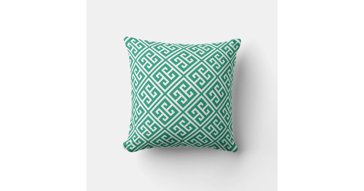 Emerald Green Greek Key Pattern Throw Pillow Zazzle