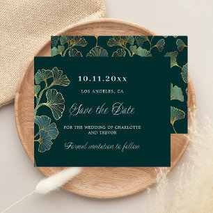 Emerald green greenery wedding save the date