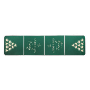 Emerald Green Hand Written Family Name Beer Pong Table