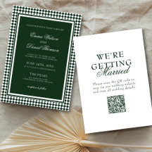 Emerald Green Harlequin Border QR Code Wedding