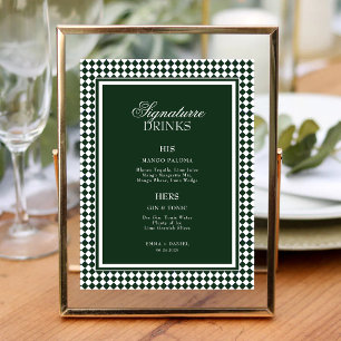 Emerald Green Harlequin Border Wedding  Menu