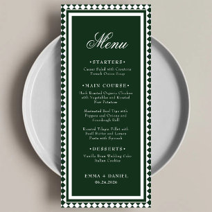 Emerald Green Harlequin Border Wedding Reception Menu