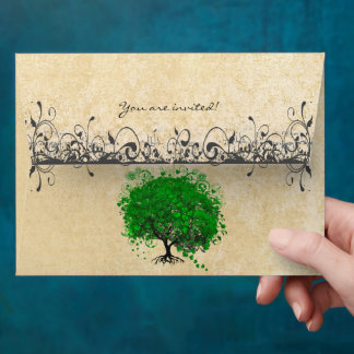 Emerald Green Heart Leaf Tree Envelopes