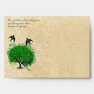 Emerald Green Heart Leaf Tree Envelopes