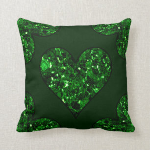Emerald Green Heart Throw Pillow
