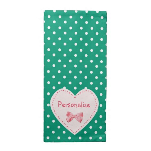 Emerald Green Heart With Name Cloth Napkin