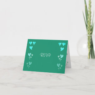Emerald Green Hearts Wedding Reception RSVP Card