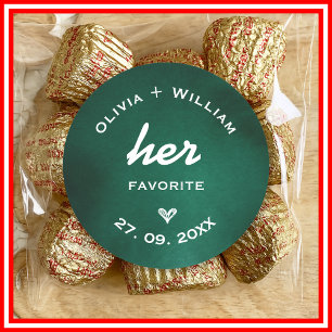 Emerald Green Her Favorite His Favorite Favor Classic Round Sticker