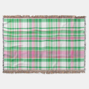  TEMSOOM AKA Sorority Pink-Green Plaid Throw Blanket