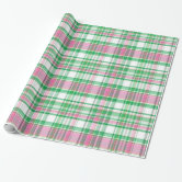 Emerald Green, Hot Pink, White Preppy Madras Plaid Wrapping Paper | Zazzle