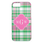 Emerald Green Hot Pink Wht Preppy Madras Monogram