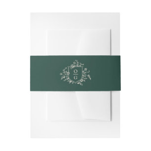 Emerald Green initials wedding  Invitation Belly B Band