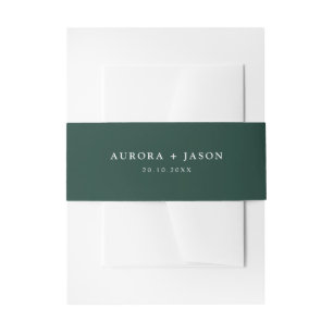Emerald Green initials wedding  Invitation Belly B Band