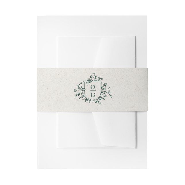 Emerald Green initials wedding  Invitation Belly B Invitation Belly Band (Front Example)