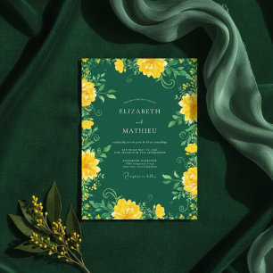 Emerald Green Intense Botanical Wedding Invitation