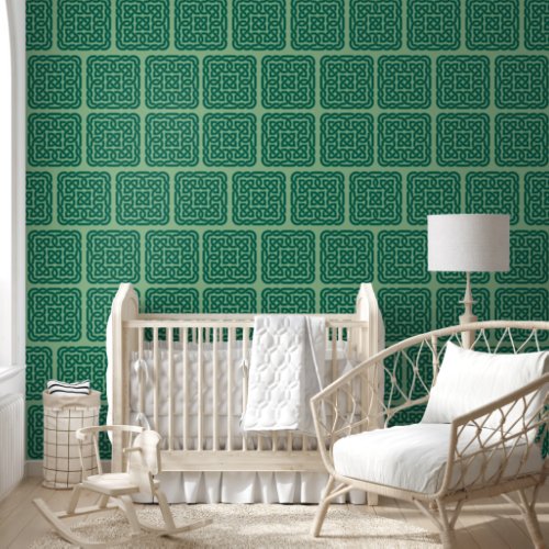 Emerald Green Irish Celtic Knot Pattern Wallpaper