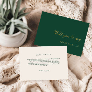 Emerald Green & Ivory  Bridesmaid Proposal Card