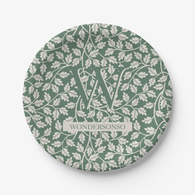 Emerald Green Ivory Flower two dual Paper Plates