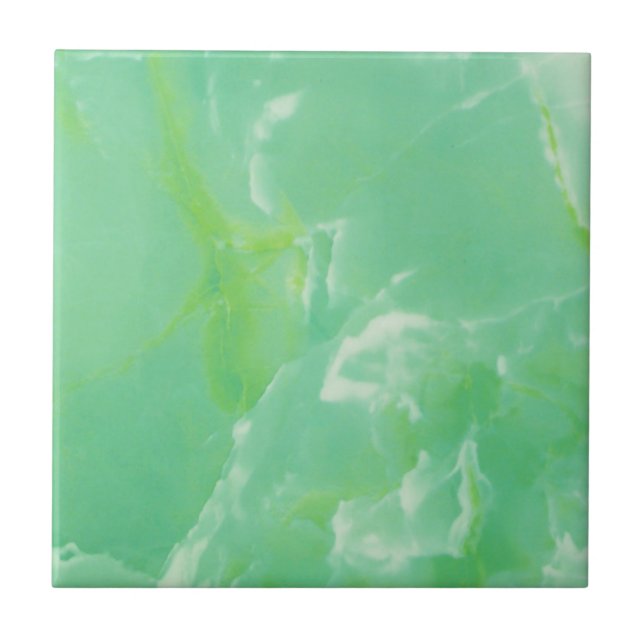 Emerald green jade marbling pattern ceramic tile (Front)
