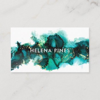 Emerald Green Jewel Modern Abstract Ink Business C Business Card by Lets_Do_Business at Zazzle