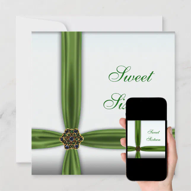 Emerald Green Jewel Sweet Sixteen Invitation Zazzle