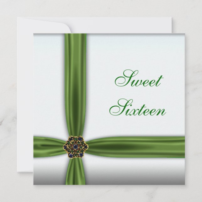 Emerald Green Jewel Sweet Sixteen Invitation (Front)