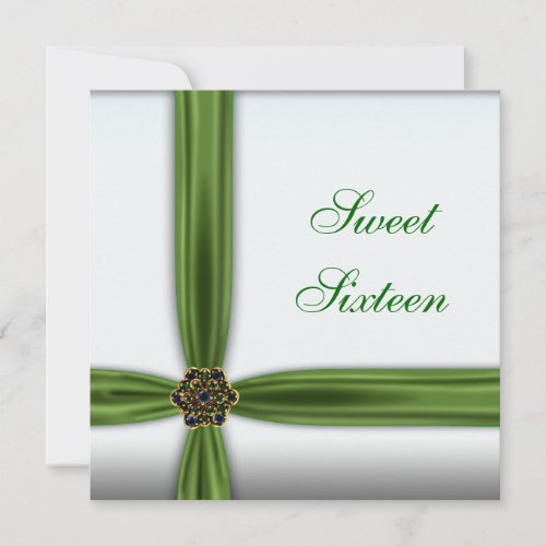 Emerald Green Jewel Sweet Sixteen Invitation