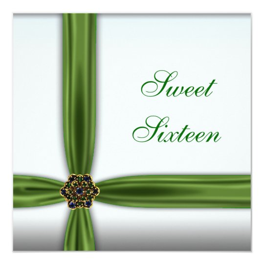 Emerald Green Jewel Sweet Sixteen Invitation