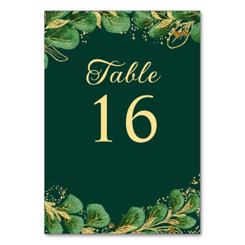 Emerald Green Jewel Tone Wedding Table Number