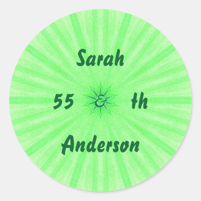 Emerald Green Kaleidoscope Anniversary Stickers (Front)