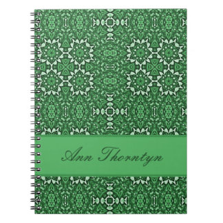Emerald Green Kaleidoscope Pattern Custom Notebook