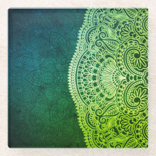 Emerald Green Lace Glass Coaster